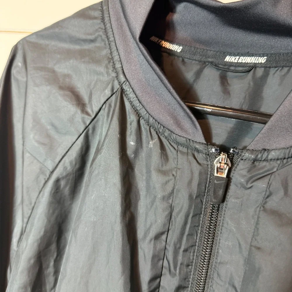 Nike Running Mens XL Black‎ Full Zip Shield Flash Windbreaker Jacket